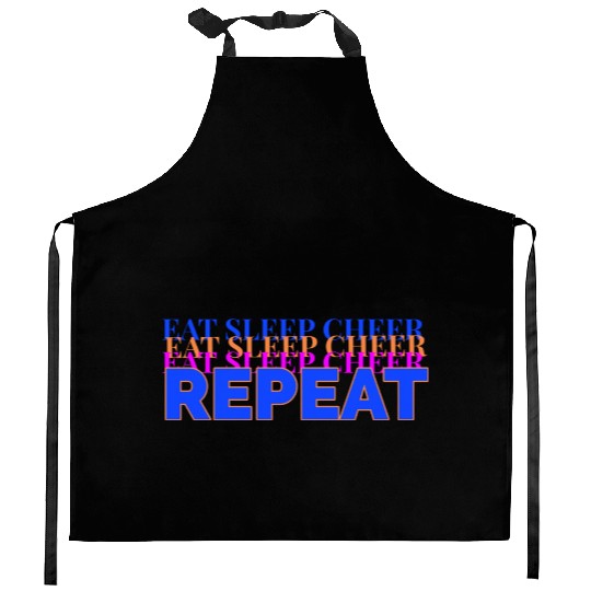 eat sleep cheer repeat quote red nostalgia Kitchen Aprons