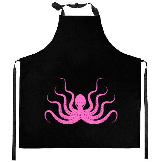 Menace Octopus Neon Pink Kitchen Aprons
