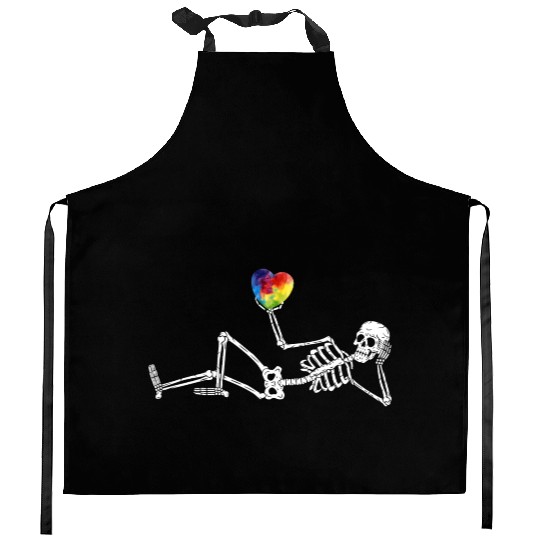 Heart Valentines Day Skeleton Gothic Boyfriend Him Kitchen Aprons