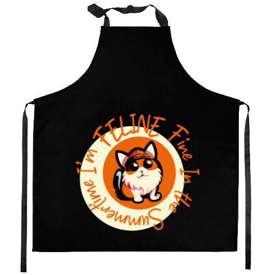 I'm FELINE Fine | Cat Lover Summer Animal Party Kitchen Aprons