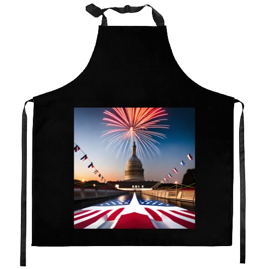 Independence Day, U.S.A., celebration, party, year Kitchen Aprons