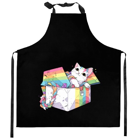 Rainbow Cat Lover Cute Kitty Animal LGBT Community Kitchen Aprons