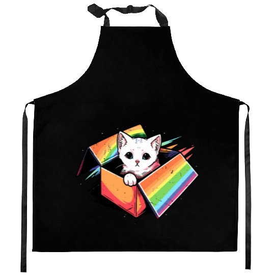 Cute Cat Pet Lover Rainbow LGBT Community Pride Kitchen Aprons