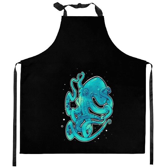 Blue Green Octopus Kitchen Aprons