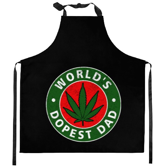 World s Dopest Dad Weed Marijuana Cannabis Circle Kitchen Aprons
