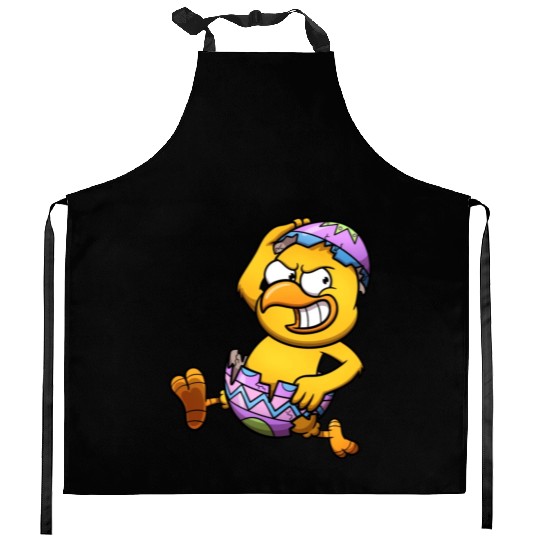 Running Little Chick In An Easter Egg Kitchen Aprons