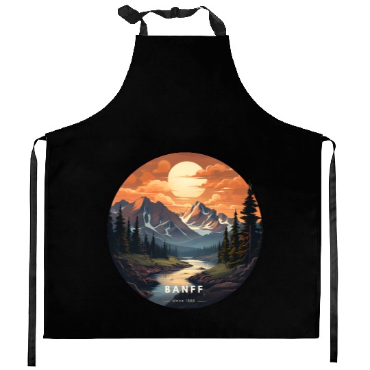 Banff sunset Kitchen Aprons