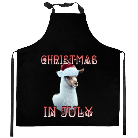 Festive alpaca - Christmas in July Kitchen Aprons