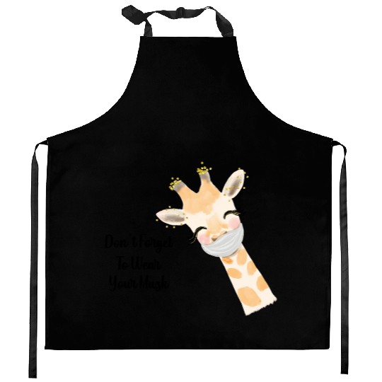 Don t Forget To Wear Your Mask Giraffe Kitchen Aprons