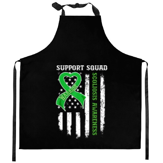 Usa Flag Support Squad Scoliosis Awareness Kitchen Aprons