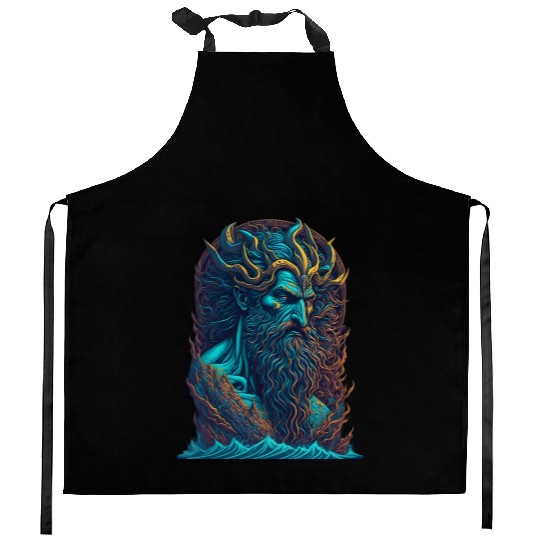 Poseidon Water Sea Ocean Colorful Kitchen Aprons