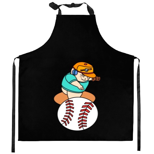 Cute Chibi Baseball Pitcher Kitchen Aprons