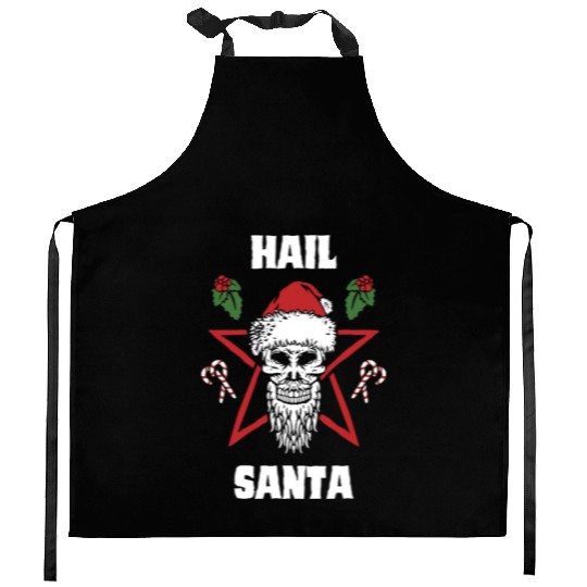 Hail Santa Funny Christmas Design For People Who Kitchen Aprons