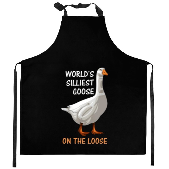 World s Silliest Goose On The Loose Funny Silly Kitchen Aprons