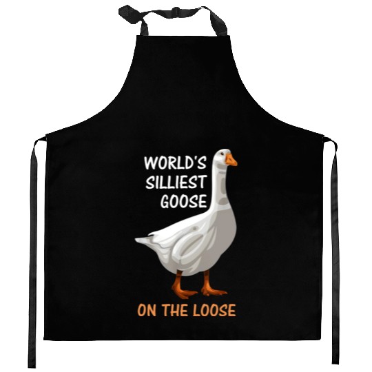 World s Silliest Goose On The Loose Funny Silly Kitchen Aprons