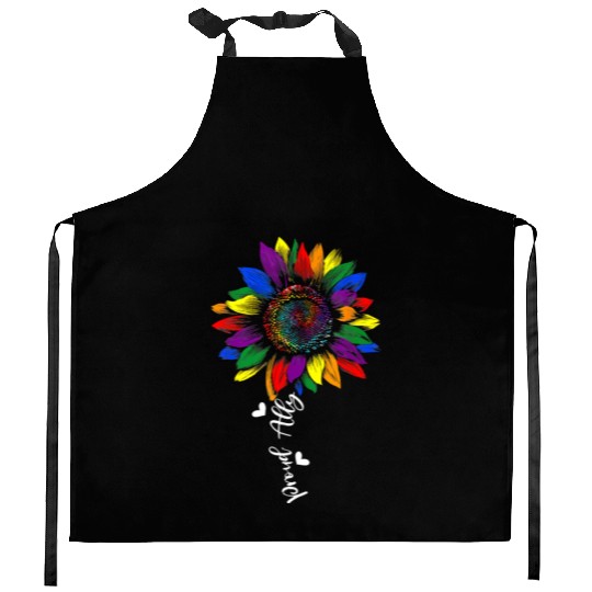 Proud Ally Rainbow Sunflower Lgbt Gay Lesbian Kitchen Aprons