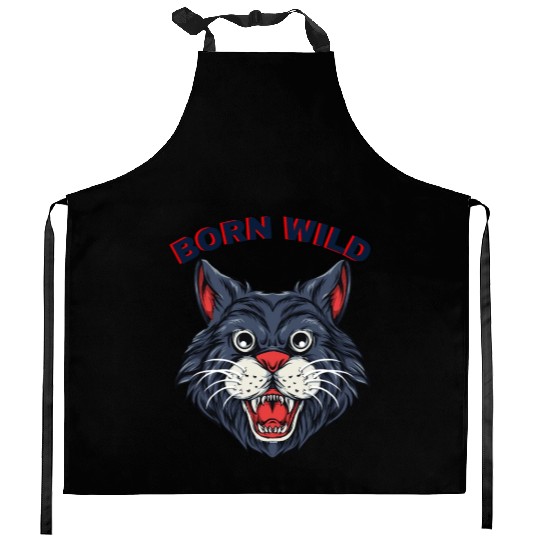 Born Wild Cat lovers Kitchen Aprons
