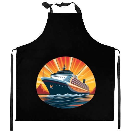 Cruise Ship Family Vacation, cruise, travel Kitchen Aprons