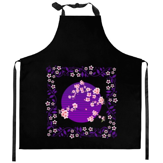 Cherry Blossom Kitchen Aprons, Aesthetic Vaporwave Sakura