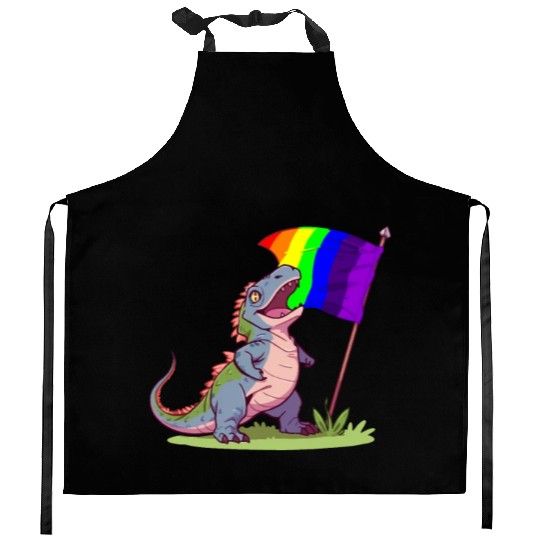 Funny Dinosaur LGBT Community Pride Lesbian Gay Kitchen Aprons