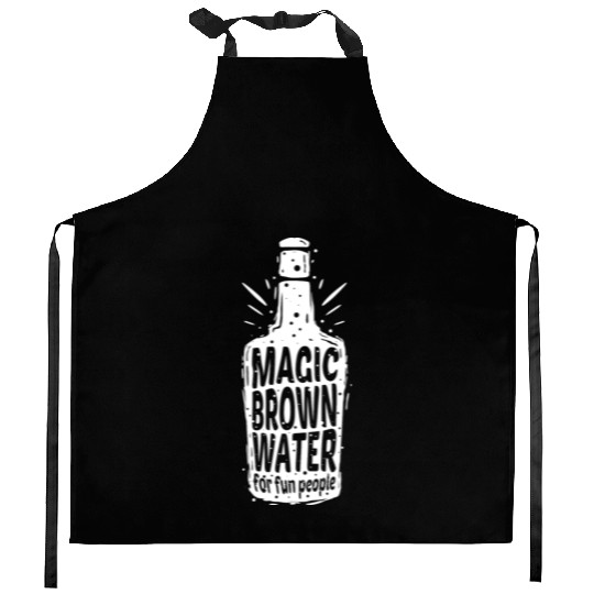 Bourbon Bottle Magic Brown Water For Fun People Kitchen Aprons