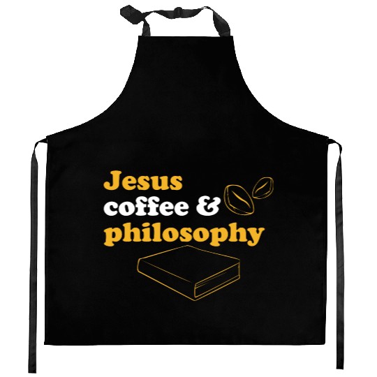 Philosophy Jesus Teacher Science Book Coffee Kitchen Aprons