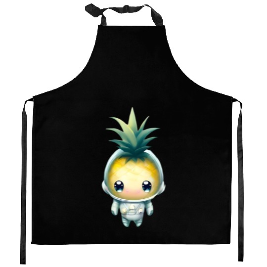 Kawaii astronauts pineapple Kitchen Aprons