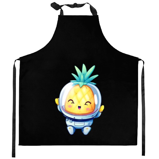 Kawaii astronauts pineapple Kitchen Aprons