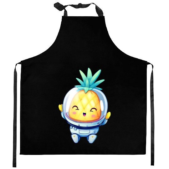 Kawaii astronauts pineapple Kitchen Aprons
