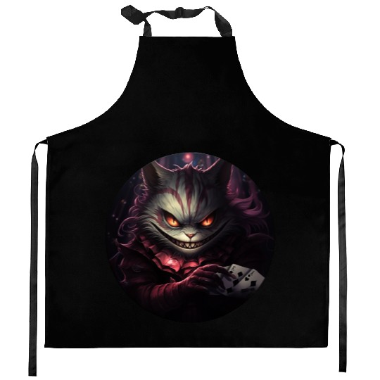 Cheshire Cat Playing Cards Kitchen Aprons