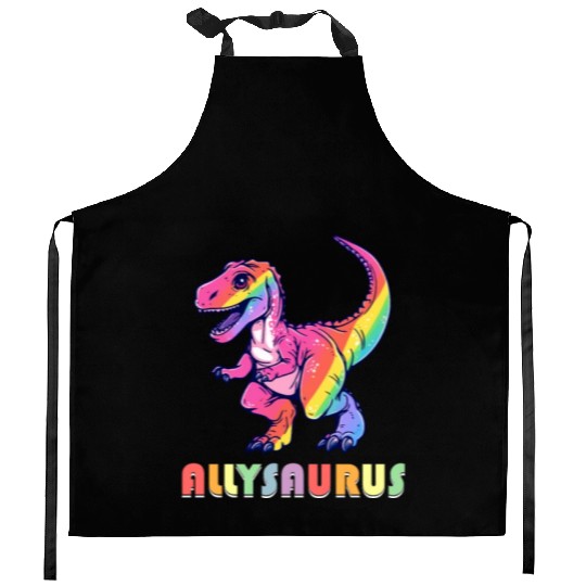 Allysaurus LGBT Transgender Dino Rainbow Lesbian Kitchen Aprons