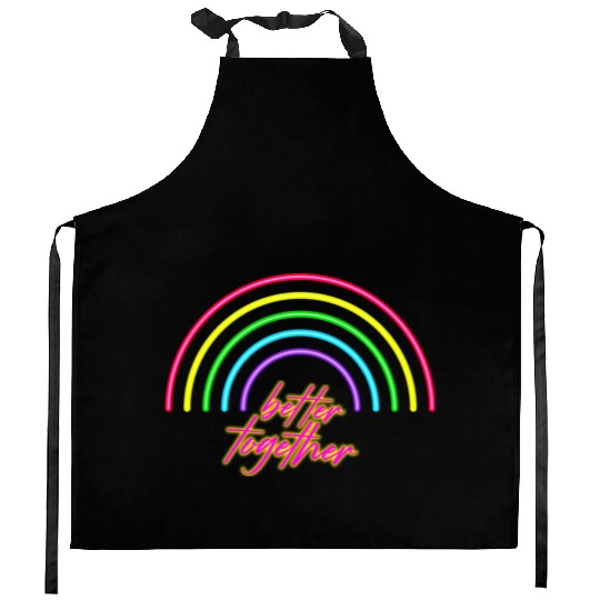 Better Together Neon Rainbow vintage Kitchen Aprons