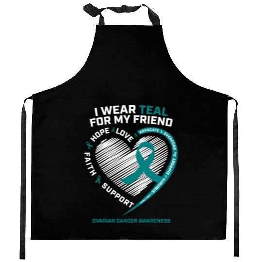Teal Ribbon Ovarian Cancer Awareness Friend Kitchen Aprons