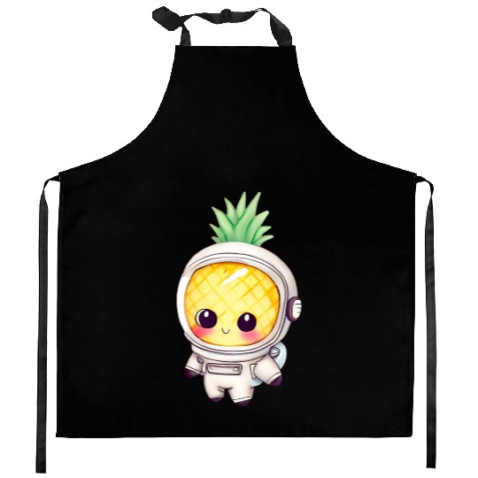 Kawaii astronauts pineapple Kitchen Aprons