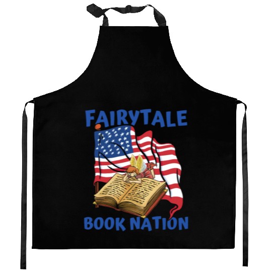 Books Bookworm Us Flag Book Fairy Kitchen Aprons