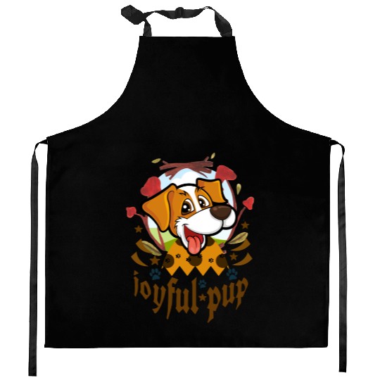 joyful pup Kitchen Aprons