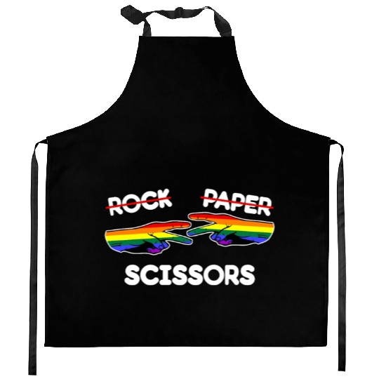 Rock Paper Scissors Funny Lesbian Pride LGBT Pun Kitchen Aprons