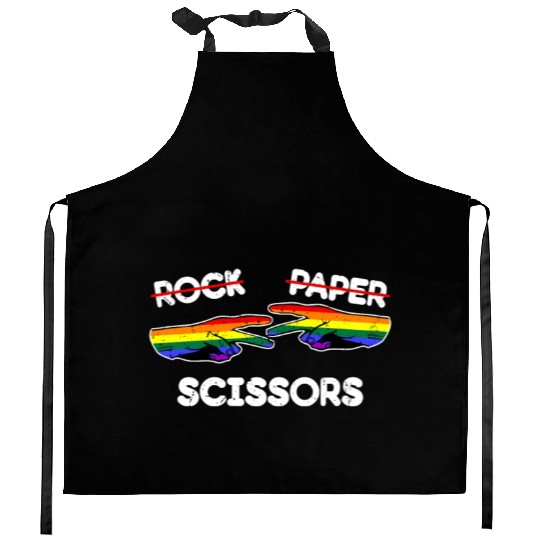 Rock Paper Scissors Funny Lesbian Pride LGBT Fun Kitchen Aprons