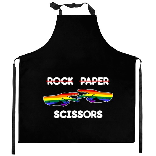 Rock Paper Scissors Funny Lesbian Pride LGBT Cute Kitchen Aprons