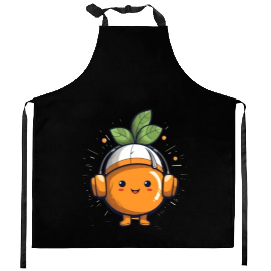 Orange Fruit Fruitarian Funny Cute Party Music Kitchen Aprons