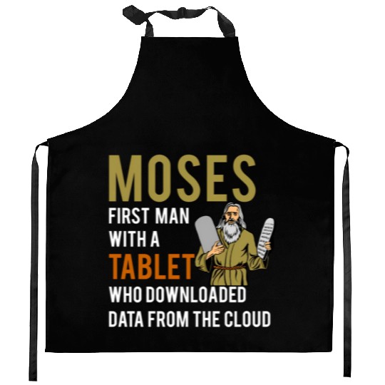 Jewish Passover Moses Tablet Data Cloud Computing Kitchen Aprons