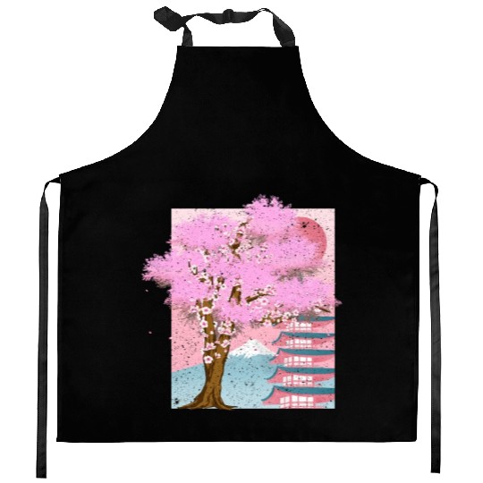 Japan aesthetics sakura tree gift cherry blossom Kitchen Aprons