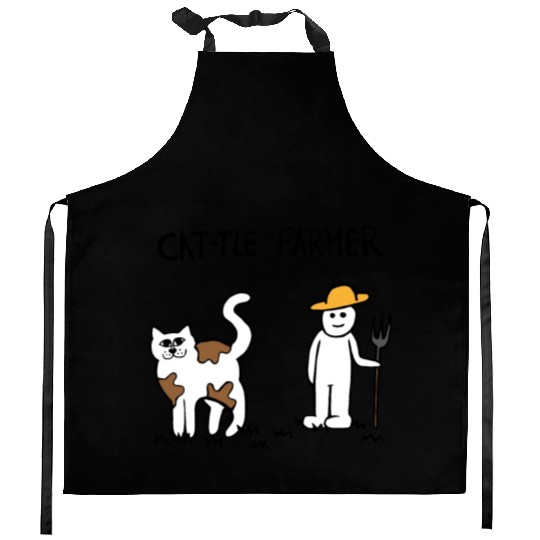 Cattle Cat Farmer Kitchen Aprons