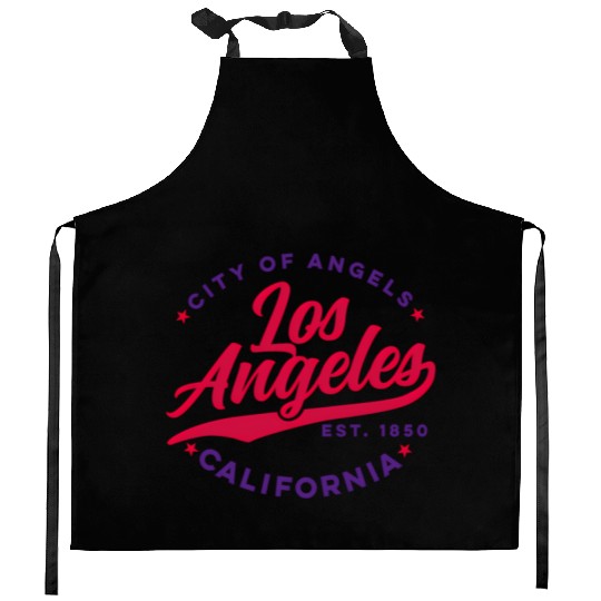 Los Angeles City Of Angels California Red Text Kitchen Aprons