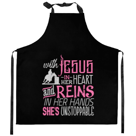 Barrel Racer Horse Rider Jesus Christ Swea Kitchen Aprons
