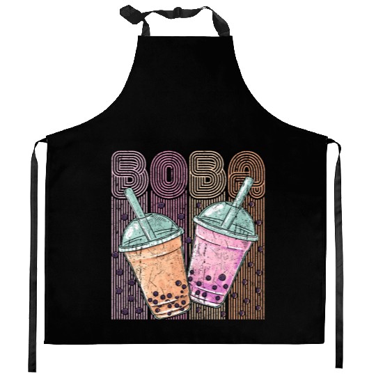 Boba Tea Design Bubbles Bubble Tea Retro Boba Kitchen Aprons