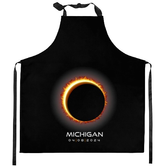 2024 Michigan Eclipse Memento Souvenir April 8 Kitchen Aprons