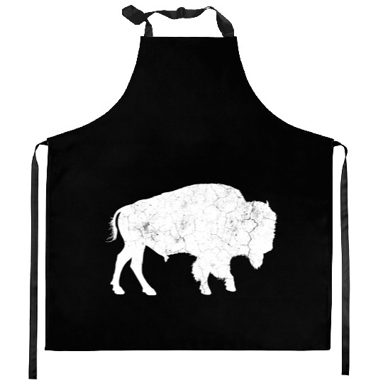 Distressed Buffalo Bison Animal Kitchen Aprons