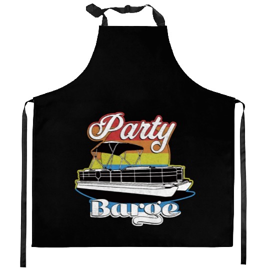 Pontoon Boat Retro Party Barge Lake Life Kitchen Aprons