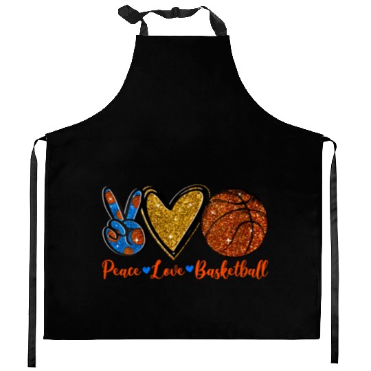 Peace Love Basketball Cute Sports Lover Kitchen Aprons